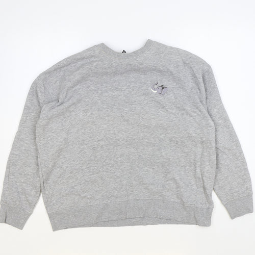 New Look Womens Grey Cotton Pullover Sweatshirt Size M Pullover