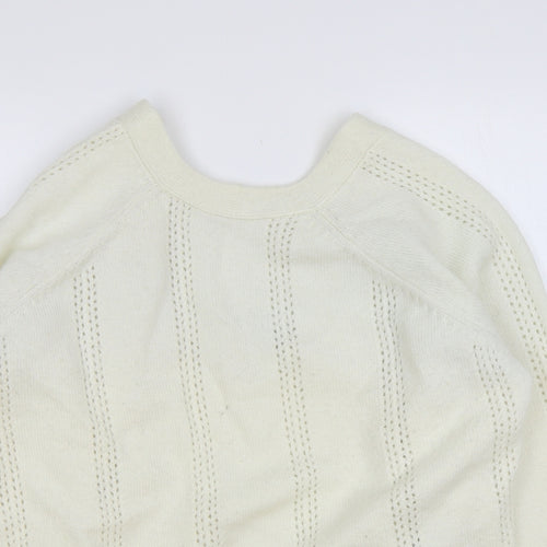 Preworn Womens Ivory Round Neck Polyester Pullover Jumper Size L