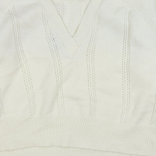 Preworn Womens Ivory Round Neck Polyester Pullover Jumper Size L