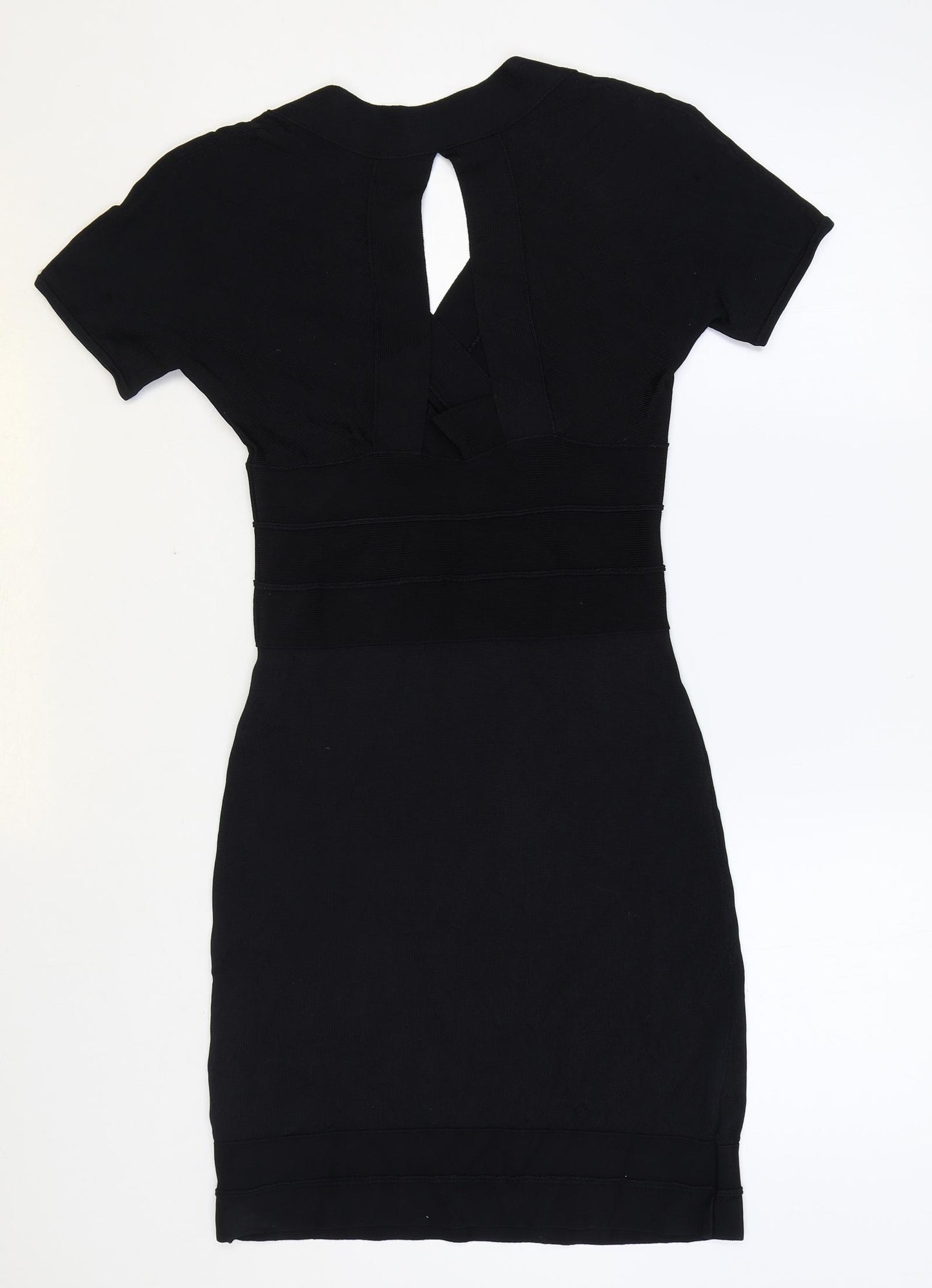 Debenhams Womens Black Viscose Bodycon Size 8 V-Neck Pullover