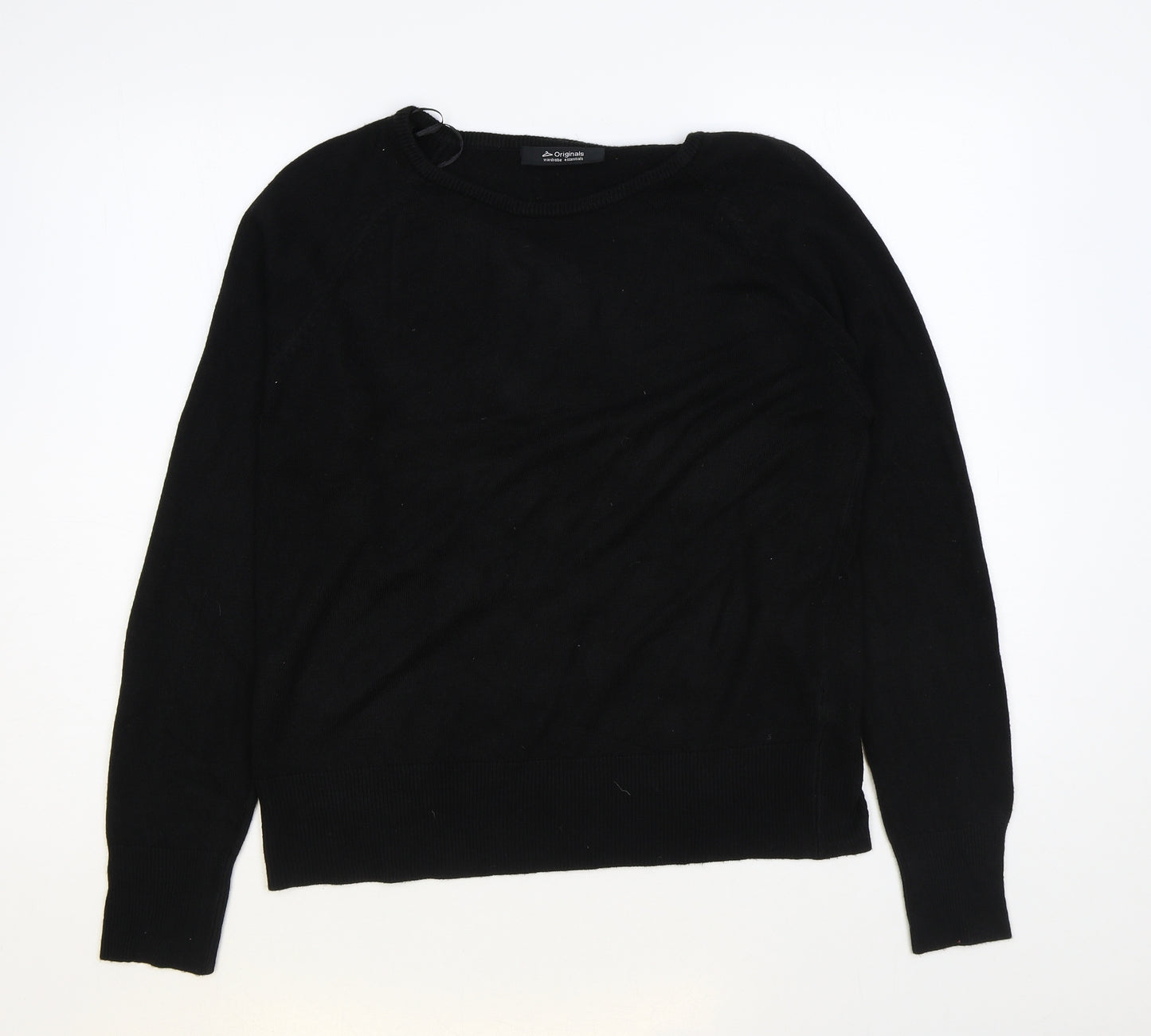 Originals Womens Black Round Neck Acrylic Pullover Jumper Size 16