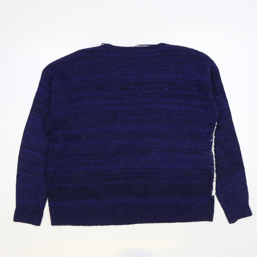 TU Womens Blue Round Neck Acrylic Pullover Jumper Size 16 - Christmas Jumper