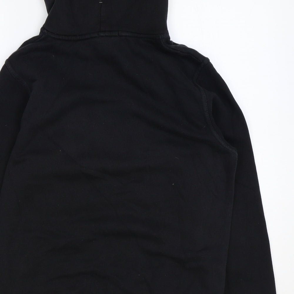 Boohoo Womens Black Floral Cotton Pullover Hoodie Size 12 Pullover