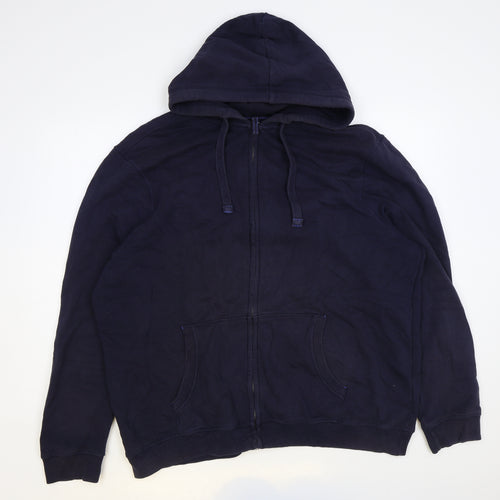 Nutmeg Mens Blue Cotton Full Zip Hoodie Size 2XL
