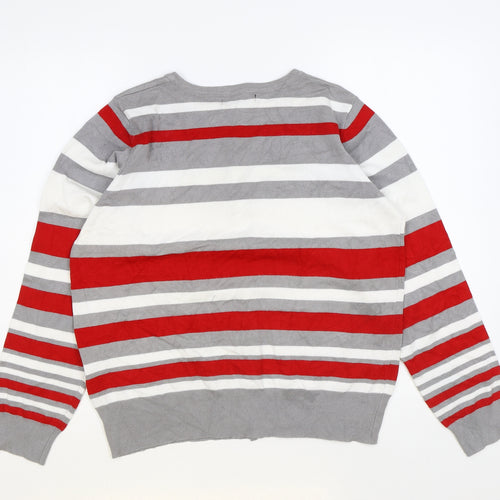 Ellie Louise Womens Multicoloured Round Neck Striped Viscose Cardigan Jumper Size XL