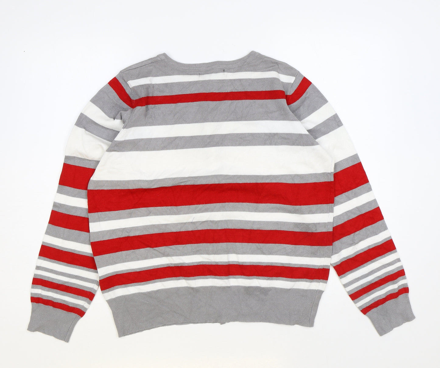 Ellie Louise Womens Multicoloured Round Neck Striped Viscose Cardigan Jumper Size XL