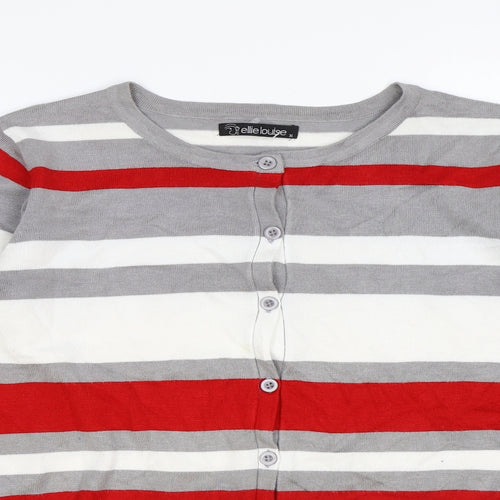 Ellie Louise Womens Multicoloured Round Neck Striped Viscose Cardigan Jumper Size XL