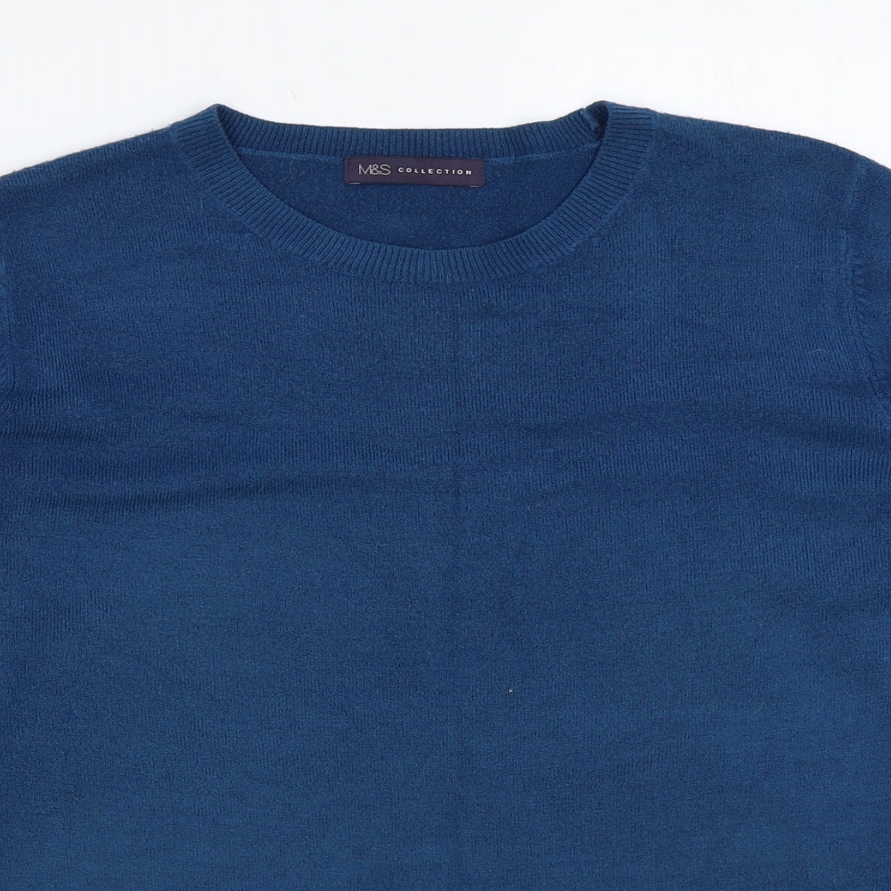 Marks and Spencer Womens Blue Round Neck Acrylic Pullover Jumper Size 14
