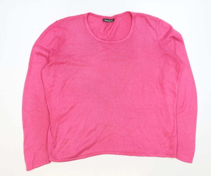 Bonmarché Womens Pink Round Neck Acrylic Pullover Jumper Size S