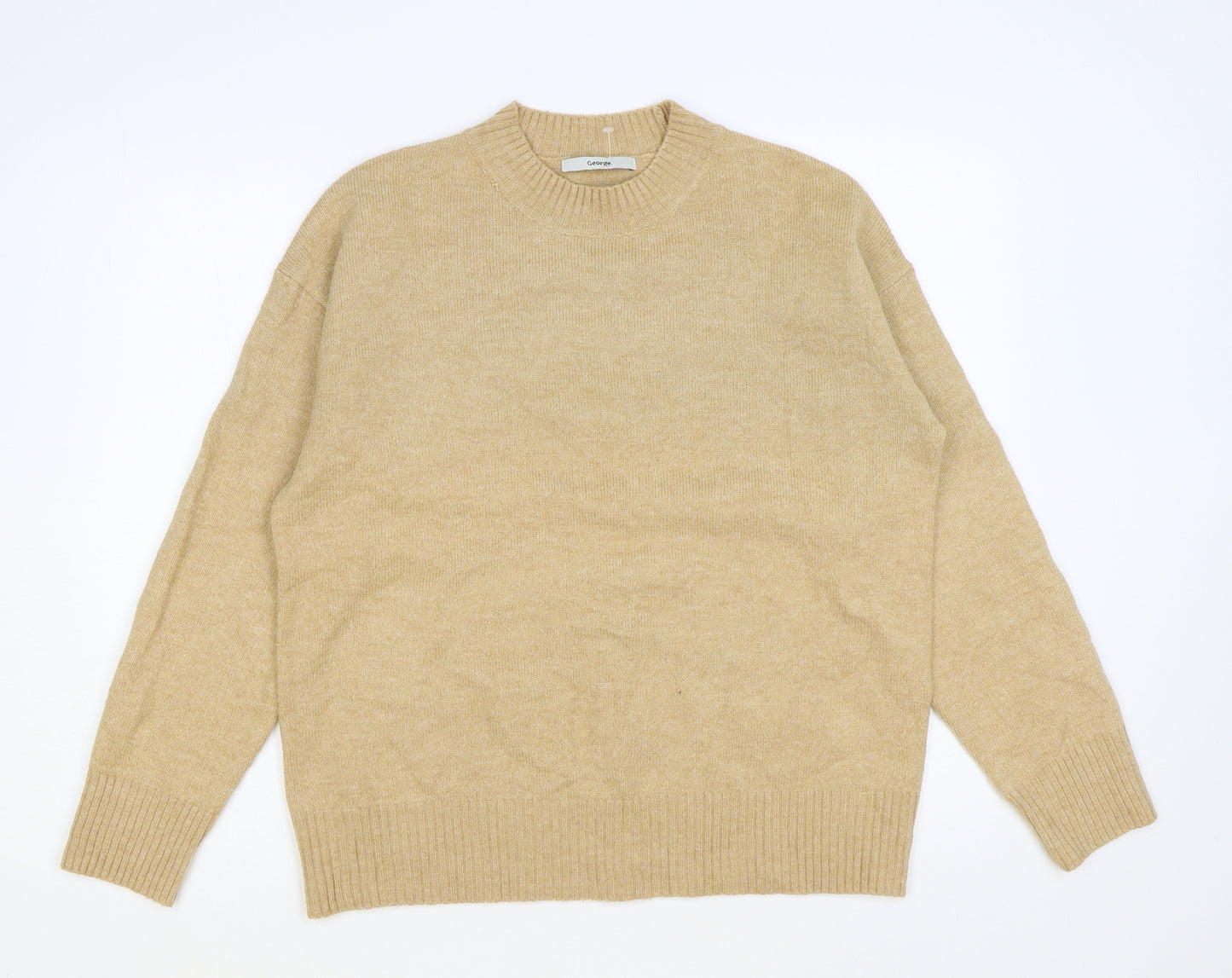 George Womens Brown Round Neck Polyester Pullover Jumper Size M