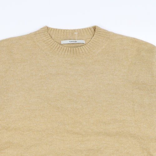George Womens Brown Round Neck Polyester Pullover Jumper Size M