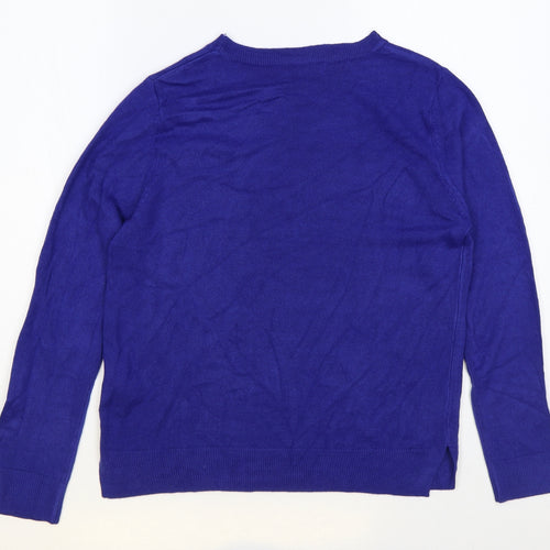 Marks and Spencer Womens Blue Round Neck Acrylic Pullover Jumper Size 12