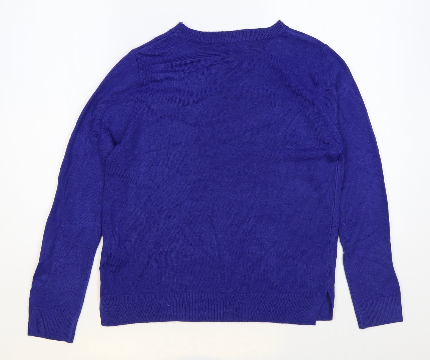 Marks and Spencer Womens Blue Round Neck Acrylic Pullover Jumper Size 12