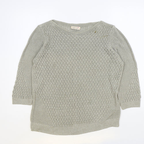 Per Una Womens Beige Round Neck Acrylic Pullover Jumper Size 14