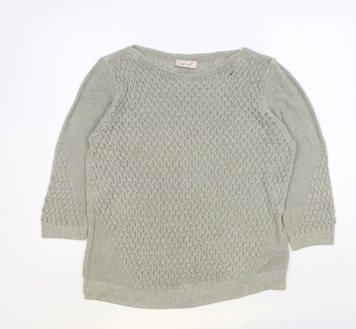 Per Una Womens Beige Round Neck Acrylic Pullover Jumper Size 14