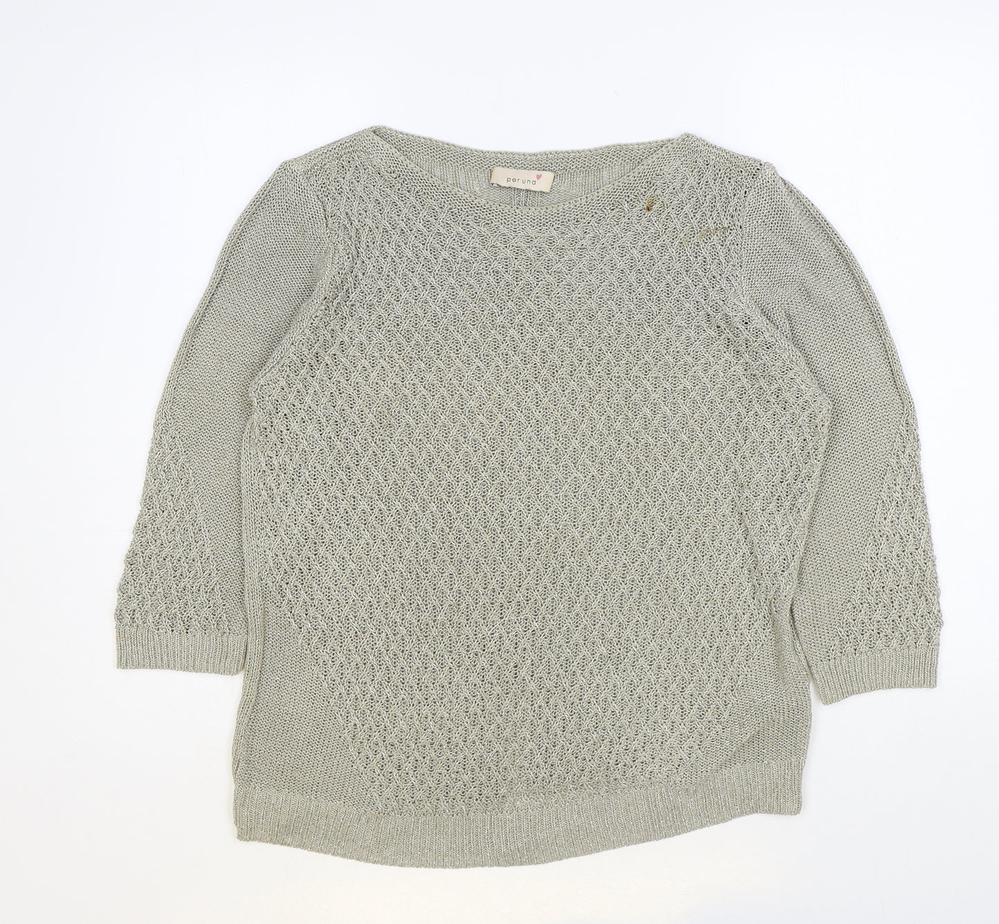 Per Una Womens Beige Round Neck Acrylic Pullover Jumper Size 14