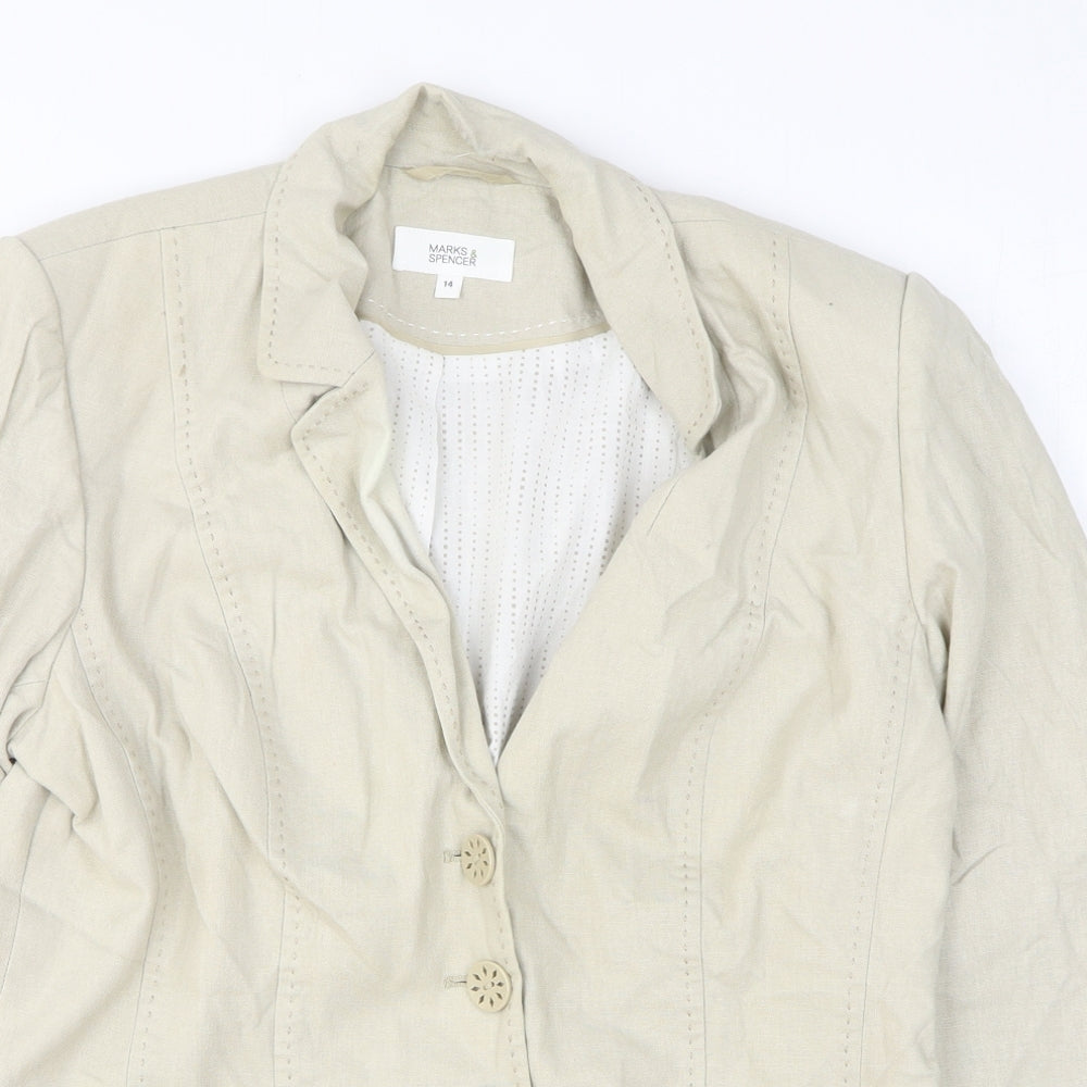 Marks and Spencer Womens Beige Jacket Size 14 Button