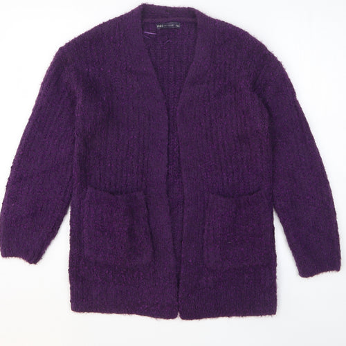 Marks and Spencer Womens Purple V-Neck Polyester Cardigan Jumper Size S