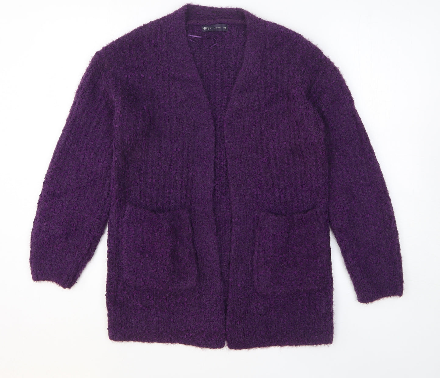 Marks and Spencer Womens Purple V-Neck Polyester Cardigan Jumper Size S
