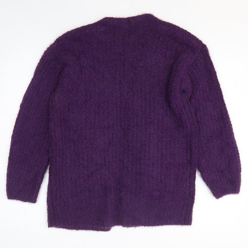 Marks and Spencer Womens Purple V-Neck Polyester Cardigan Jumper Size S