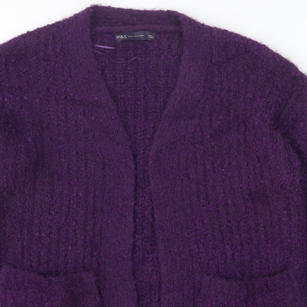 Marks and Spencer Womens Purple V-Neck Polyester Cardigan Jumper Size S
