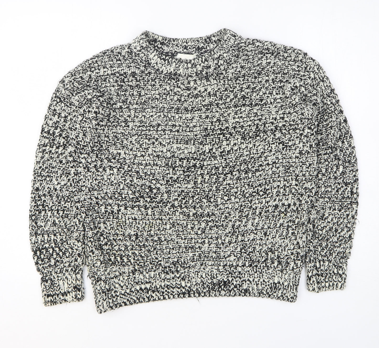 H&M Womens White Round Neck Cotton Pullover Jumper Size XS