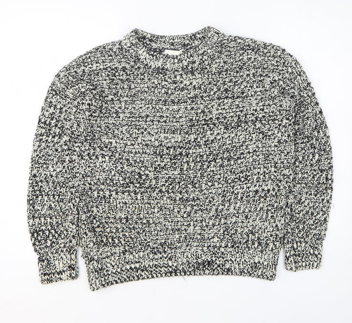 H&M Womens White Round Neck Cotton Pullover Jumper Size XS