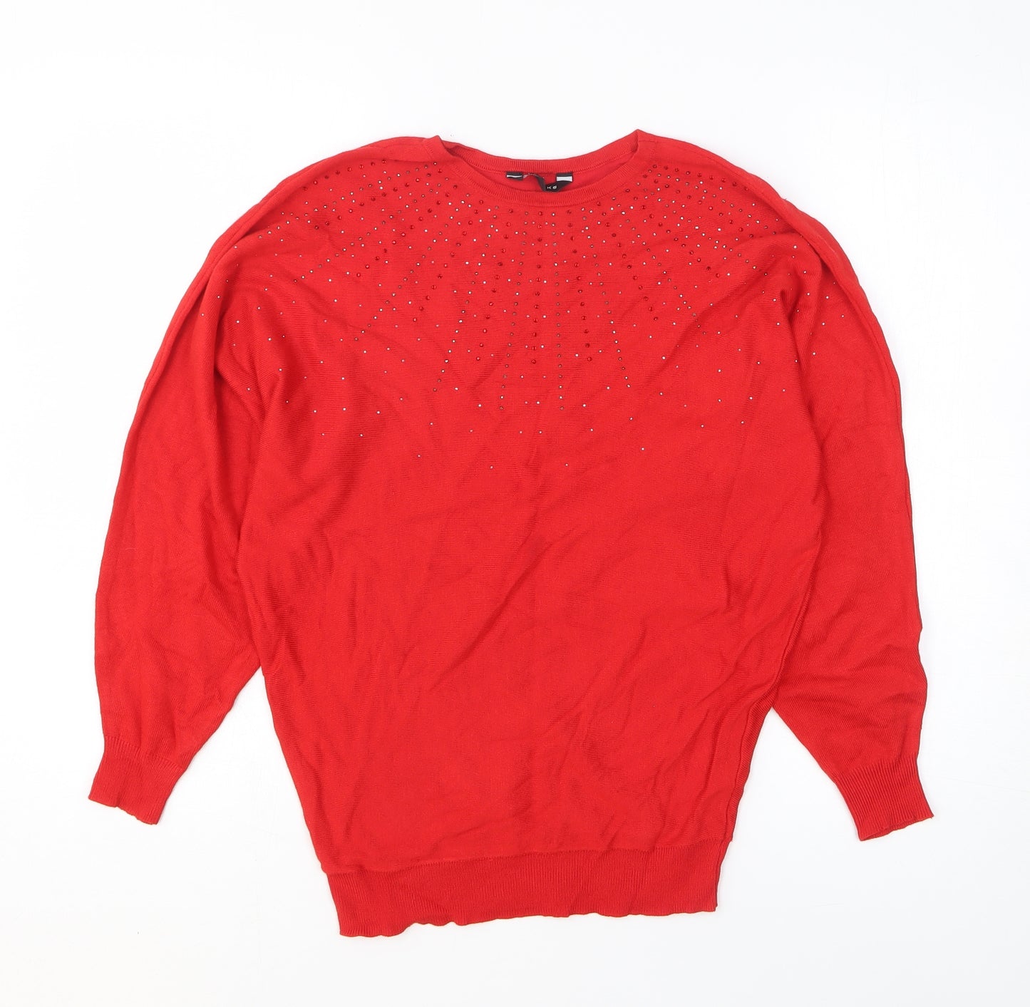 Peacocks Womens Red Viscose Basic T-Shirt Size S Round Neck