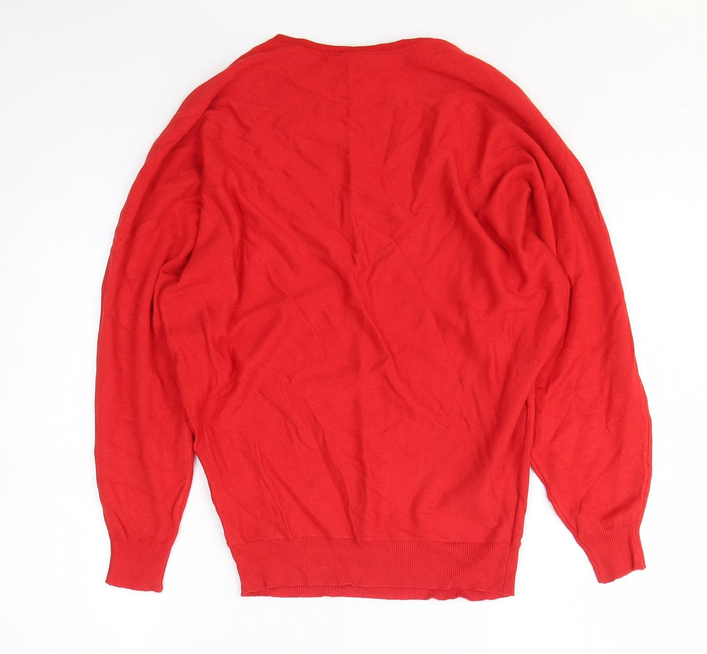 Peacocks Womens Red Viscose Basic T-Shirt Size S Round Neck