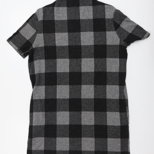 Selected Womens Grey Check Acrylic Jumper Dress Size 10 Mock Neck Pullover