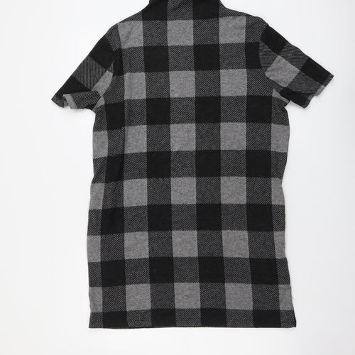 Selected Womens Grey Check Acrylic Jumper Dress Size 10 Mock Neck Pullover