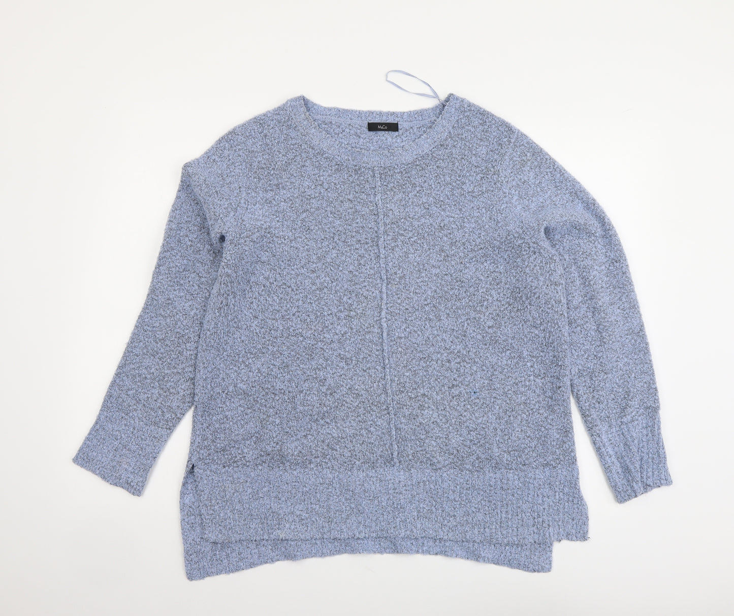 M&Co Womens Blue Round Neck Acrylic Pullover Jumper Size 14