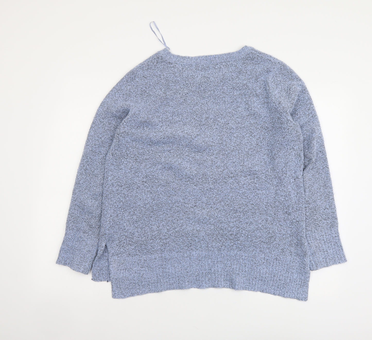 M&Co Womens Blue Round Neck Acrylic Pullover Jumper Size 14