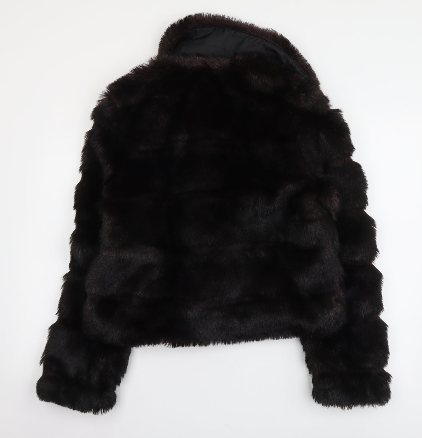 New Look Womens Black Jacket Coat Size 14 Button - Faux Fur