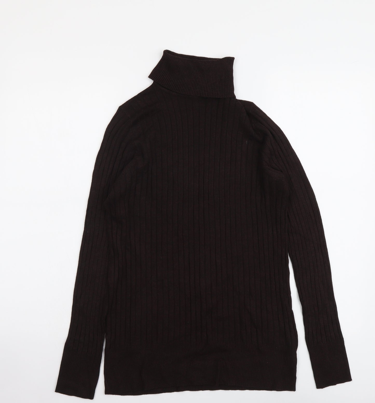 F&F Womens Brown Roll Neck Viscose Pullover Jumper Size 16