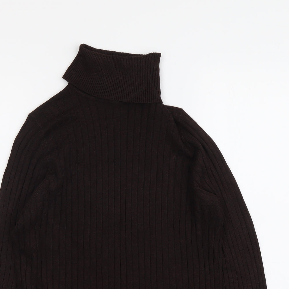 F&F Womens Brown Roll Neck Viscose Pullover Jumper Size 16