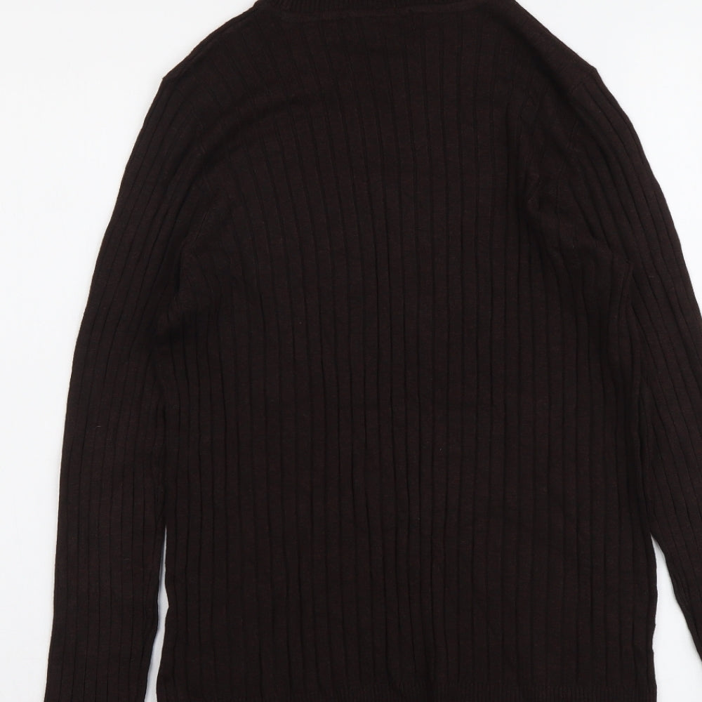 F&F Womens Brown Roll Neck Viscose Pullover Jumper Size 16