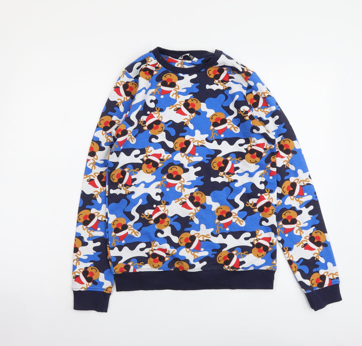 PEP&CO. Boys Blue Camouflage Polyester Pullover Sweatshirt Size 12-13 Years Pullover - Reindeer