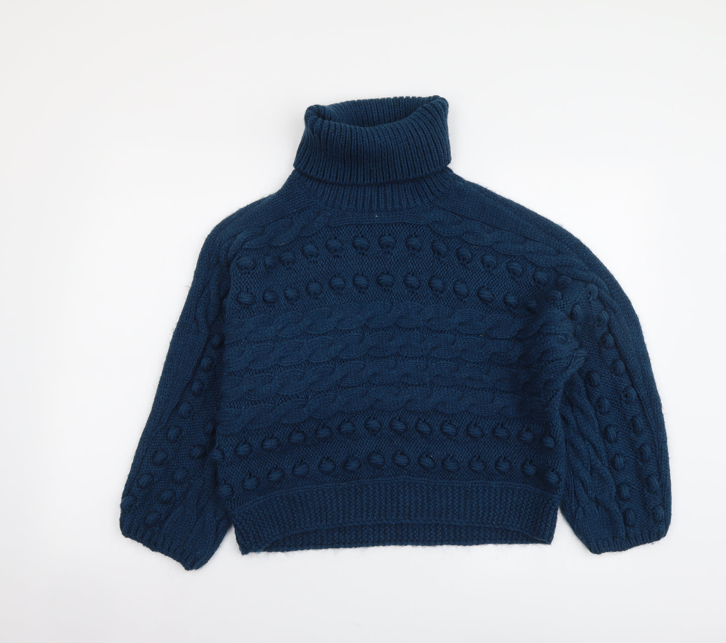 Marks and Spencer Womens Blue Roll Neck Acrylic Pullover Jumper Size M