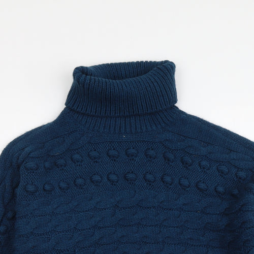 Marks and Spencer Womens Blue Roll Neck Acrylic Pullover Jumper Size M