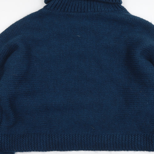Marks and Spencer Womens Blue Roll Neck Acrylic Pullover Jumper Size M