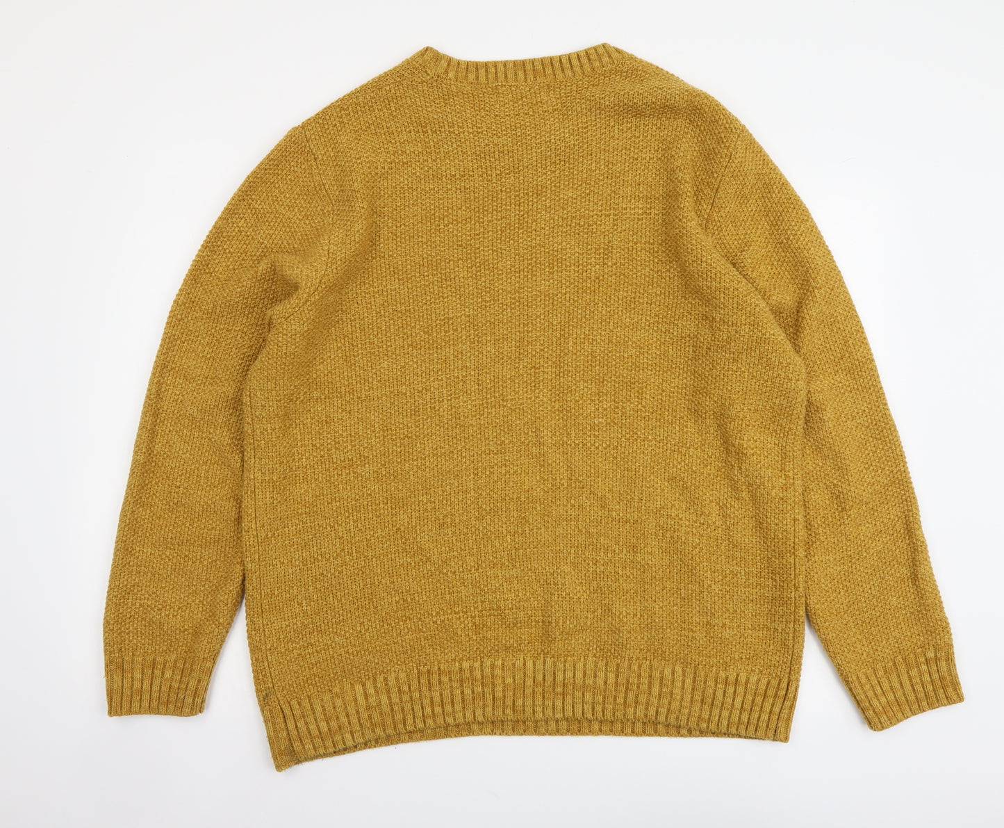 Primark Mens Yellow Round Neck Acrylic Pullover Jumper Size XL