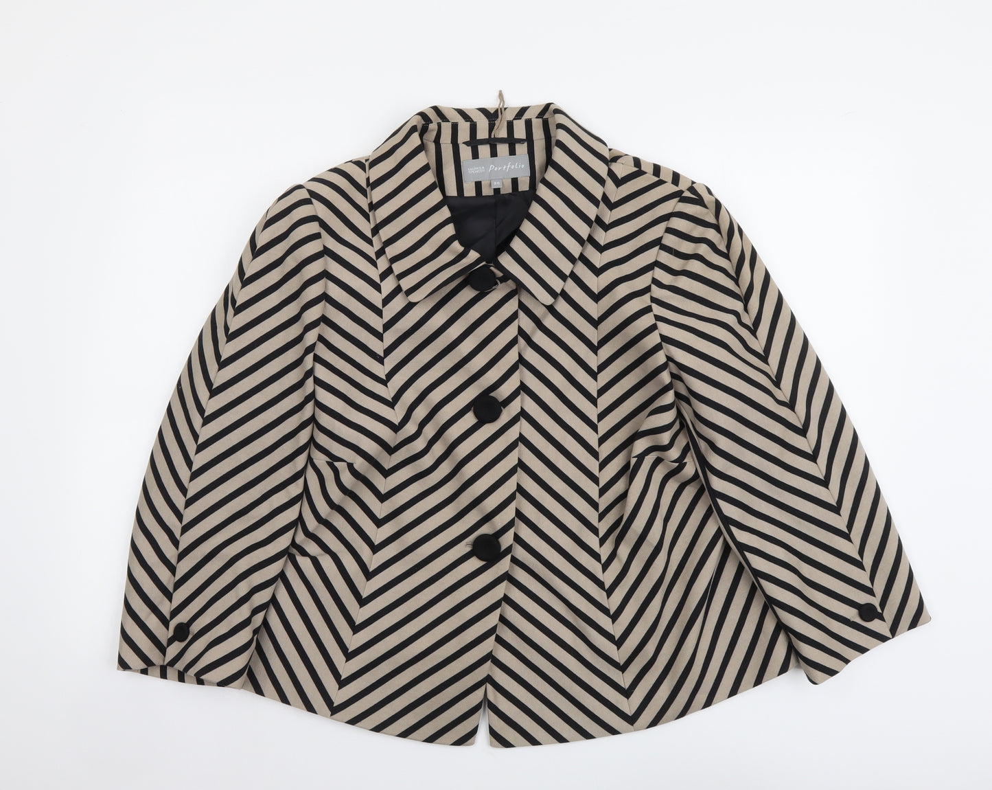 Marks and Spencer Womens Beige Striped Polyester Jacket Suit Jacket Size 20