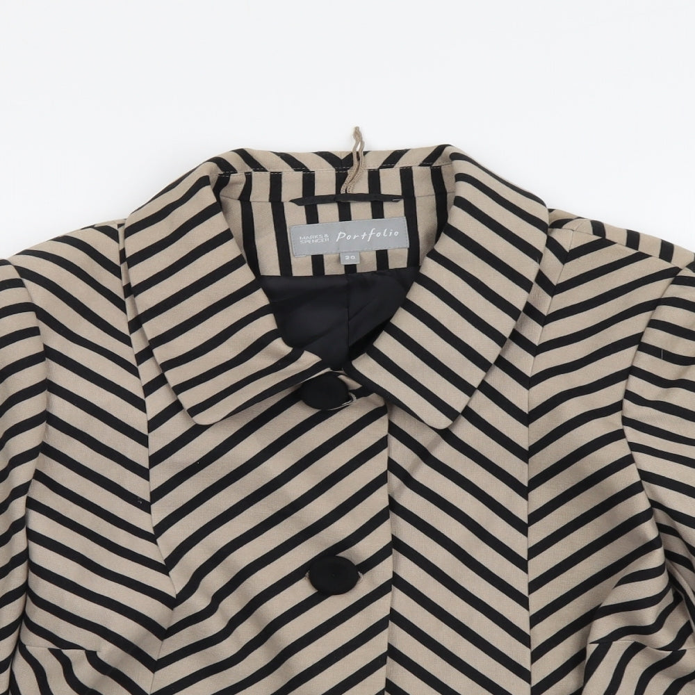 Marks and Spencer Womens Beige Striped Polyester Jacket Suit Jacket Size 20