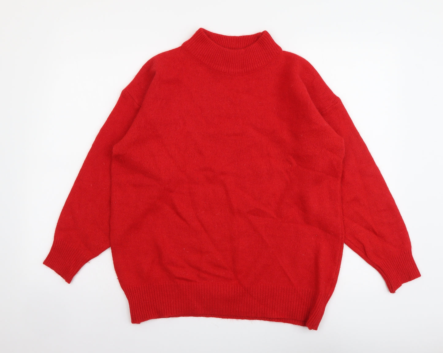 Cote a Cote Womens Red Mock Neck Acrylic Pullover Jumper Size M