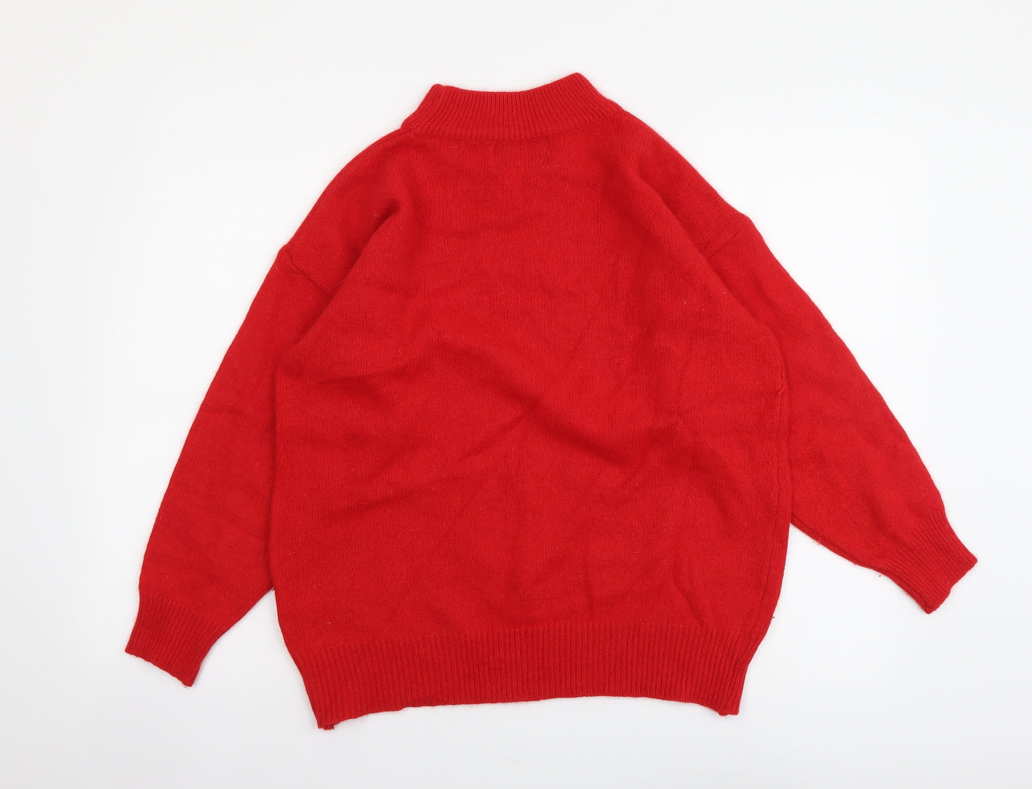 Cote a Cote Womens Red Mock Neck Acrylic Pullover Jumper Size M