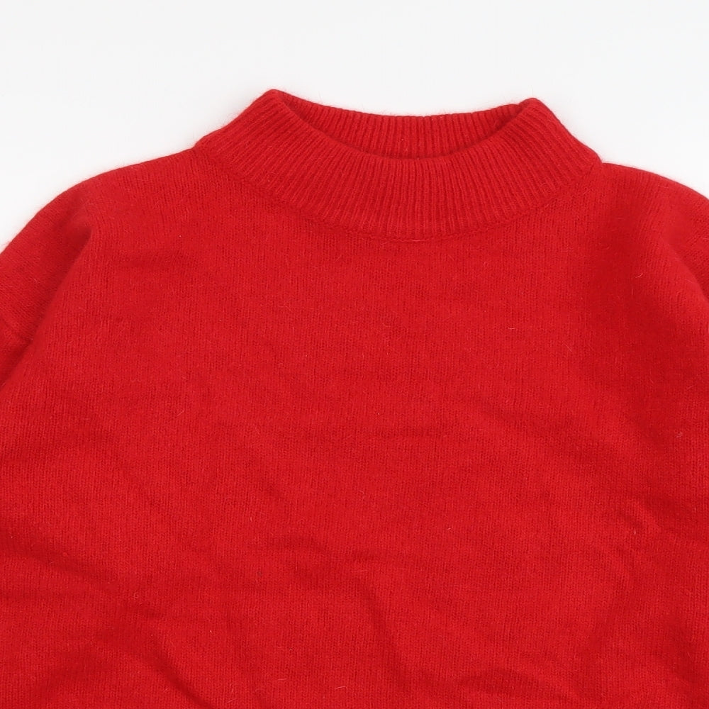 Cote a Cote Womens Red Mock Neck Acrylic Pullover Jumper Size M
