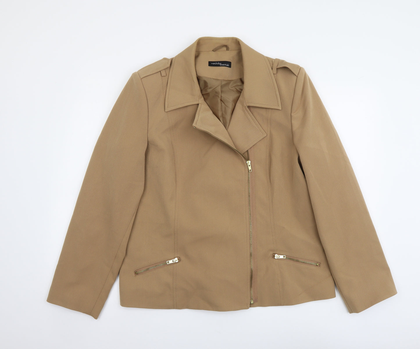 Wardrobe Essentials Womens Beige Jacket Size 18 Zip