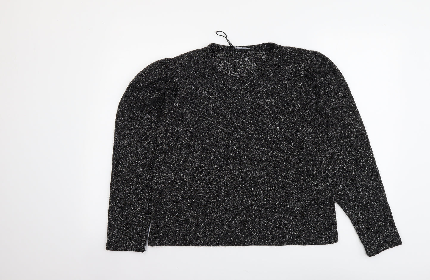 Zara Womens Silver Round Neck Polyester Pullover Jumper Size L
