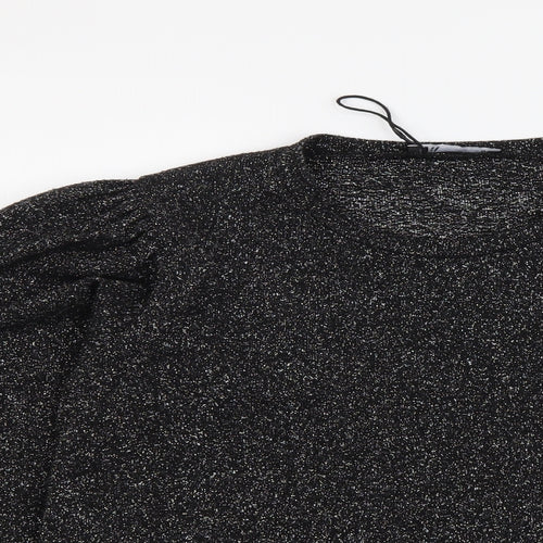 Zara Womens Silver Round Neck Polyester Pullover Jumper Size L